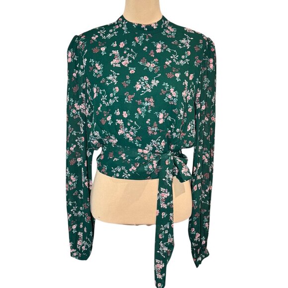 NWOT REFORMATION Raye Top Sz.12 Floral Green Tie Waist Open Back Boho Fairy - Picture 4 of 14